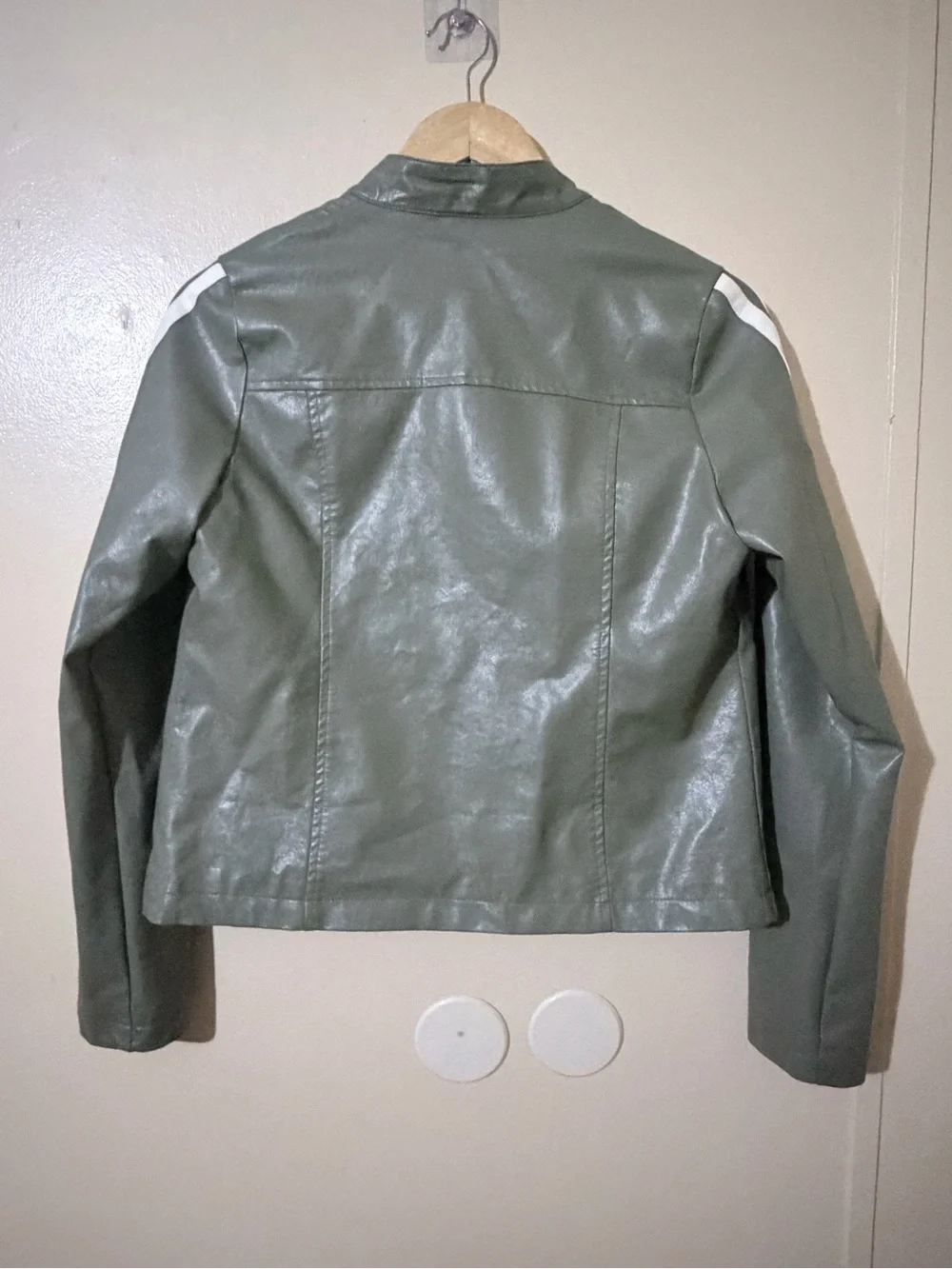Motel Rocks Olive Green Faux Leather Jacket - Picture 7 of 12